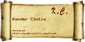 Kender Cintia névjegykártya